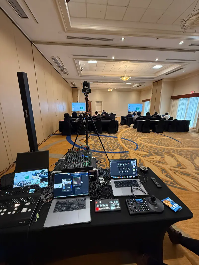 Conference in a hotel ballroom