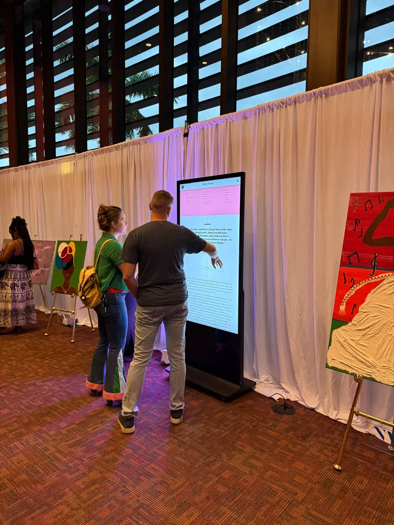 Art exhibition with interactive displays